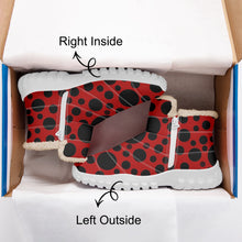 Load image into Gallery viewer, Red with Black dots- Fur Zipper Up Boots