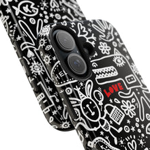 Load image into Gallery viewer, Doodle Love Tough Phone Case — Black & White Cute Graphic Protection