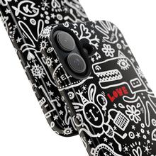 Load image into Gallery viewer, Doodle Love Tough Phone Case — Black & White Cute Graphic Protection
