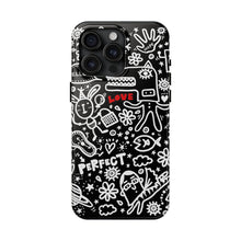 Load image into Gallery viewer, Doodle Love Tough Phone Case — Black & White Cute Graphic Protection