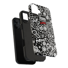 Load image into Gallery viewer, Doodle Love Tough Phone Case — Black & White Cute Graphic Protection