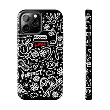 Load image into Gallery viewer, Doodle Love Tough Phone Case — Black & White Cute Graphic Protection