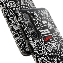 Load image into Gallery viewer, Doodle Love Tough Phone Case — Black & White Cute Graphic Protection