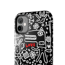 Load image into Gallery viewer, Doodle Love Tough Phone Case — Black & White Cute Graphic Protection