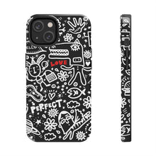 Load image into Gallery viewer, Doodle Love Tough Phone Case — Black & White Cute Graphic Protection