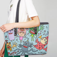 Load image into Gallery viewer, 586. 'You are not alone blue' Large Leather Tote Bag
