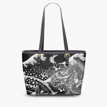Load image into Gallery viewer, 586. ‘Toryu Mon black’ Large Leather Tote Bag