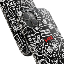 Load image into Gallery viewer, Doodle Love Tough Phone Case — Black & White Cute Graphic Protection
