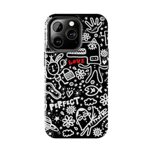 Load image into Gallery viewer, Doodle Love Tough Phone Case — Black & White Cute Graphic Protection
