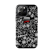 Load image into Gallery viewer, Doodle Love Tough Phone Case — Black & White Cute Graphic Protection