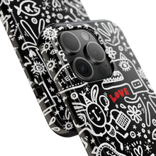 Load image into Gallery viewer, Doodle Love Tough Phone Case — Black & White Cute Graphic Protection
