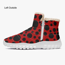 Load image into Gallery viewer, Red with Black dots- Fur Zipper Up Boots