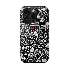 Load image into Gallery viewer, Doodle Love Tough Phone Case — Black & White Cute Graphic Protection