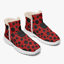 Load image into Gallery viewer, Red with Black dots- Fur Zipper Up Boots