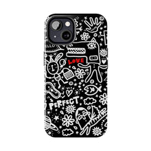 Load image into Gallery viewer, Doodle Love Tough Phone Case — Black & White Cute Graphic Protection