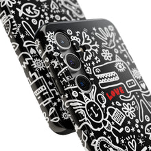 Load image into Gallery viewer, Doodle Love Tough Phone Case — Black & White Cute Graphic Protection