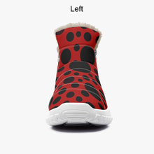 Load image into Gallery viewer, Red with Black dots- Fur Zipper Up Boots
