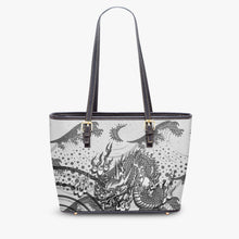 Load image into Gallery viewer, 586. ‘Toryu Mon white’ Large Leather Tote Bag