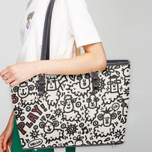 Load image into Gallery viewer, 586 ‘Doodle Sheep’ Large Leather Tote Bag