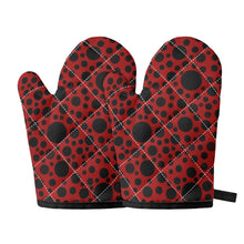 画像をギャラリービューアに読み込む, ‘Red with black dots’ Oven glove(two pieces)