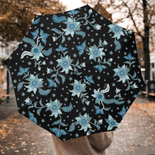 Load image into Gallery viewer, Blue Flowers - Automatic Folding Umbrella