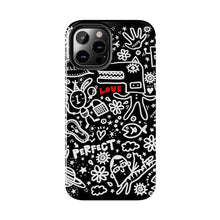 Load image into Gallery viewer, Doodle Love Tough Phone Case — Black & White Cute Graphic Protection