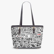 Load image into Gallery viewer, 586. Everything is Perfect on White’ Large Leather Tote Bag