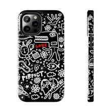 Load image into Gallery viewer, Doodle Love Tough Phone Case — Black & White Cute Graphic Protection