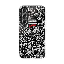 Load image into Gallery viewer, Doodle Love Tough Phone Case — Black & White Cute Graphic Protection