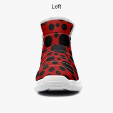 Load image into Gallery viewer, Red with Black dots- Fur Zipper Up Boots