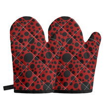 画像をギャラリービューアに読み込む, ‘Red with black dots’ Oven glove(two pieces)