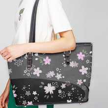 Load image into Gallery viewer, 586. ‘Yozakura Black’ Large Leather Tote Bag