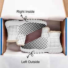 Load image into Gallery viewer, White with Black dots- Fur Zipper Up Boots