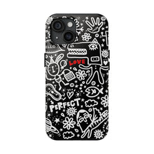 Load image into Gallery viewer, Doodle Love Tough Phone Case — Black & White Cute Graphic Protection