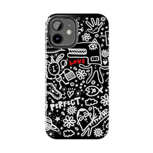 Load image into Gallery viewer, Doodle Love Tough Phone Case — Black & White Cute Graphic Protection