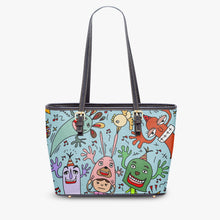 Load image into Gallery viewer, 586. 'You are not alone blue' Large Leather Tote Bag