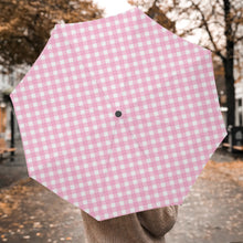 Load image into Gallery viewer, ‘Pink Checker’ Automatic Folding Umbrella