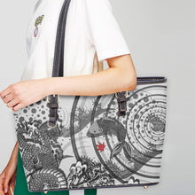 Load image into Gallery viewer, 586. ‘Toryu Mon white’ Large Leather Tote Bag