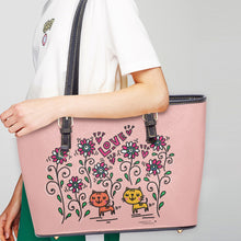 画像をギャラリービューアに読み込む, 586. ‘cat lovers’ Large Leather Tote Bag