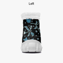 Load image into Gallery viewer, Blue flower- Fur Zipper Up Boots