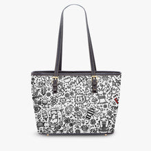 Load image into Gallery viewer, 586. Everything is Perfect on White’ Large Leather Tote Bag