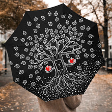 Load image into Gallery viewer, 'Tree on Black' Automatic Folding Umbrella