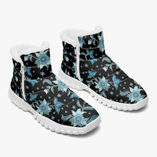 Load image into Gallery viewer, Blue flower- Fur Zipper Up Boots