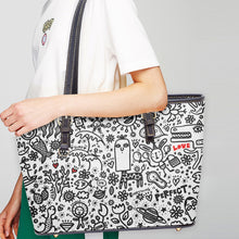 Load image into Gallery viewer, 586. Everything is Perfect on White’ Large Leather Tote Bag