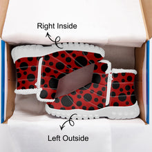 Load image into Gallery viewer, Red with Black dots- Fur Zipper Up Boots