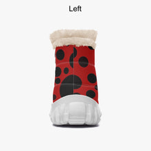 Load image into Gallery viewer, Red with Black dots- Fur Zipper Up Boots