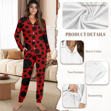 Load image into Gallery viewer, 'Red with Black dots' Women's Pajama Set