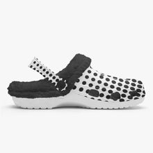 Load image into Gallery viewer, White in black dots- Lined Clogs