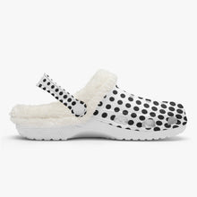 Load image into Gallery viewer, White in black dots- Lined Clogs