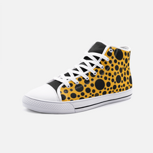 Load image into Gallery viewer, Yellow with Black dots -High Top Canvas Shoes